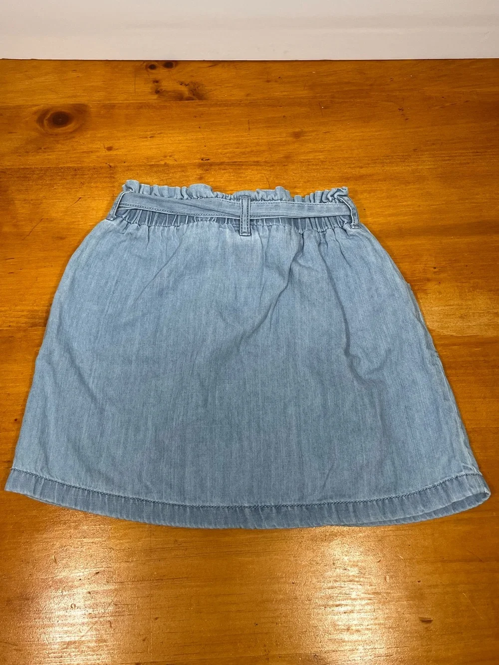 OshKosh B'gosh Girls Light Blue Denim Button-Front Tie Waist Skirt